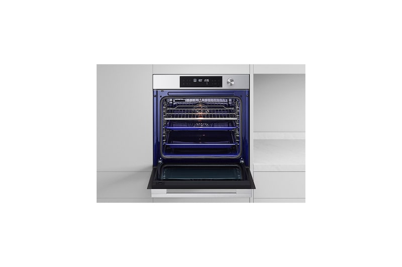 Vista frontale forno con sportello aperto WSED7612S